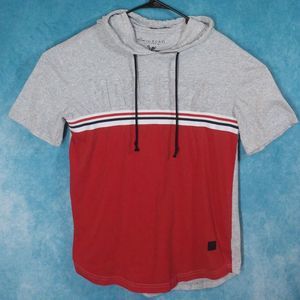 Marc Ecko Cut & Sew Hoodie T-Shirt, Short Sleeve, Red/Gray, Men's, Size Medium